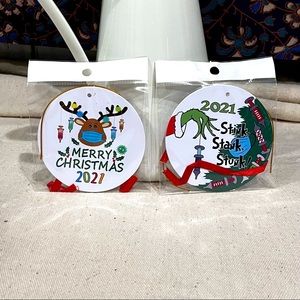 NEW! 2021 Pandemic Christmas Ornaments, Set of 2